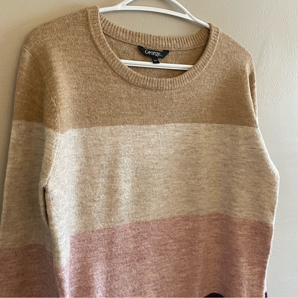 4/$20➡️ George Color Block Crewneck Sweater – Tan, Pink, Plum – Medium GUC - Picture 5 of 15
